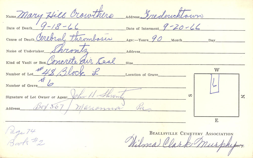 burial card